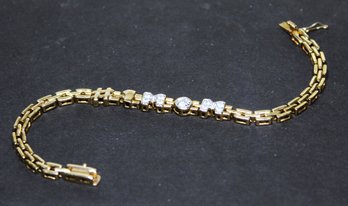 #1 MOM Gold Over Sterling Silver Link Bracelet