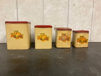 Two Sets Of Vintage Cannisters