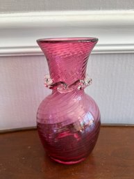 Vintage Pilgrim Cranberry Glass Optic Petite Vase