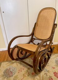 Mid Century Thonet Style Bentwood & Cane Rocking Chair