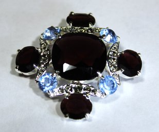 1980s MONET Rhinestone Glass Brooch Purple And Blue Stones