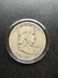 1951-s Benjamin Franklin Silver Half Dollar