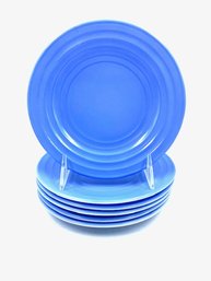 6 Vintage Moderntone Platonite Pastel Blue 7' Plates By Hazel Atlas