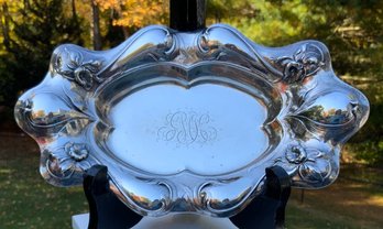 Beautiful Antique Monogrammed Sterling Candy Dish