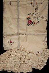 Lot Of Vintage Tablecloths, Napkins, & Doilies Including SONKA Of Austria