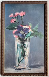 Art Print Of Manet's Carnations & Clematis In Ornate Gold Frame