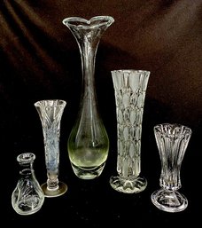 Grouping Of 5 Clear Bud Vases