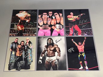 Lot Of 6 Autographed Wrestling 8x10 Photos, Leaf Trading Cards 2017