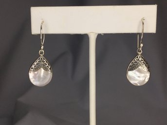 Fabulous 925 / Sterling Silver Earrings With Mother Of Pearl - All Handmade In Israel - Bran New - Unworn !