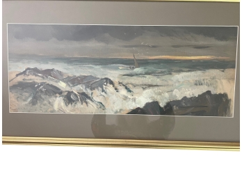 Beautiful Seascape Painting With Gold Leaf Frame