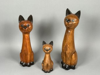 Beautiful Handpainted Wood Carved Cats