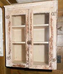 White Distressed Glass Front Cabinet