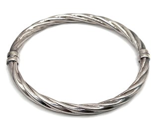 Vintage Sterling Silver Textured Open Clasp Bangle Bracelet