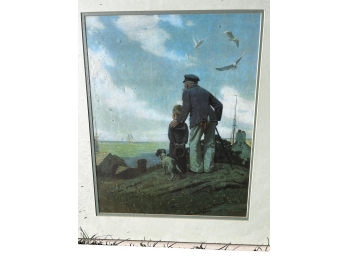 Framed Print - Fisherman With Small Boy