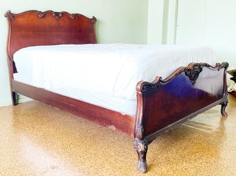 A Vintage 1950's Mahogany Veneer Full Bedstead