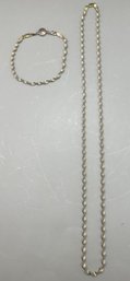 Italian Sterling Silver Necklace And Bracelet