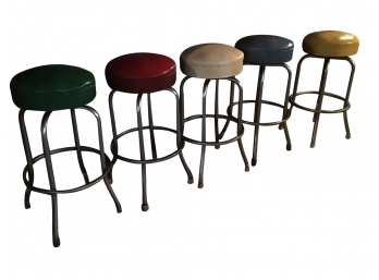 Mid Century Primary Color Bar Stools Lot Of 6