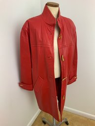 Vintage Red Leather Coat