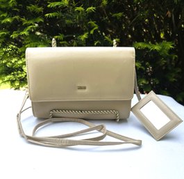 Vintage Buxton Small Crossbody Purse In Cream Leather