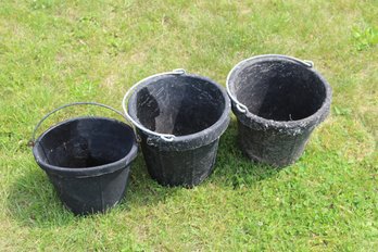 3 Rubber Feed Buckets, 2 12'