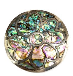 Vintage Mexican Sterling Silver Abalone Brooch