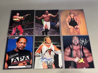 Lot Of 6 Autographed Wrestling 8x10 Photos, Leaf Trading Cards 2017