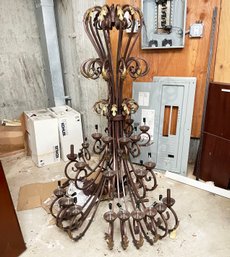 A Very Large Bronze Tone Chandelier