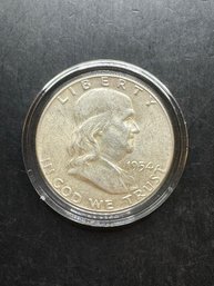 1954 Benjamin Franklin Silver Half Dollar