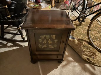 Small End Table With Cabinet And Drawer On Ball Feet