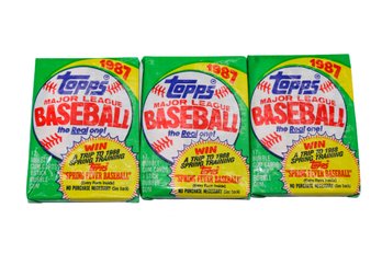 3 1987 Unopened Topps Major League Baseball Bubble Gum Cards