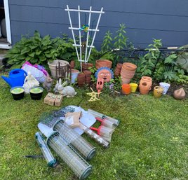 Large Lot Of Garden Items And Bird Feeders