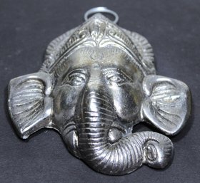 Large Elephant Ganesh Pendant In Silver Plate