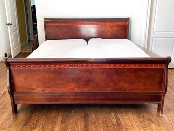 A Vintage Carved Wood King Sleigh Bed