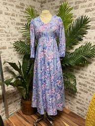 Custom Vintage Empire Waist Floral Gown - Ice Blue Lavender