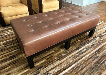 Large Tufted Leather Ottoman