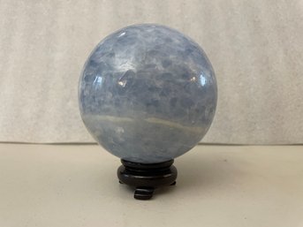 Blue Calcite Sphere On Stand, 2 Lb 10.1oz