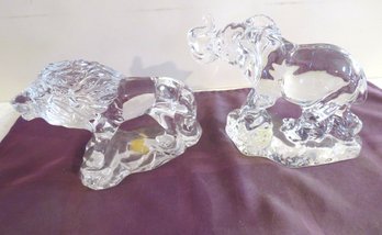 Princess House 2 Wonders Of The Wild Glass Animals Elephant & Lion