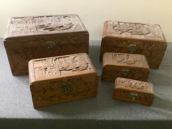 Wood Carved Keepsake Boxes