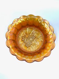 Stunning Marigold Carnival Glass 9' Round Bowl By Imperial Glass