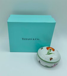 Adorable Tiffany & Co Garden Limoges Round Trinket Box  ~ Made In France ~