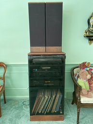 A Contents Of Advent  Stereo Cabinet , Advent Speakers And More.
