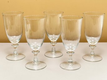 5 Blown Glass Wine Goblets