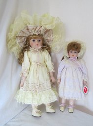 A Pairing Of Victorian Porcelain Dolls By Delton With Original Boxes And Cardboard Tags