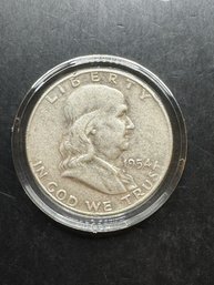 1954-d Benjamin Franklin Silver Half Dollar