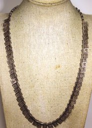 Fine Sterling Silver Necklace Having Greek Key Design 20' Long