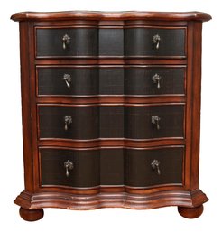 Ethan Allan Black Distressed Serpentine Accent Cabinet With Four Drawers