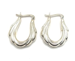 Vintage Sterling Silver Ornate Hoop Earrings