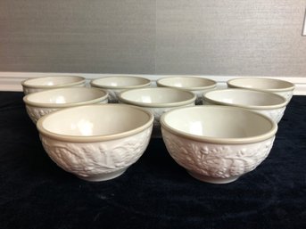 Fioriware Oak Leaf Linen And Bone Small Bowls - Set Of 9