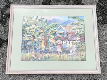 An Original Tropical Themed Watercolor By Herbie Rose