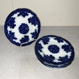 Lovely Antique Set Of 6 Waldorf Flow Blue Bread Plates